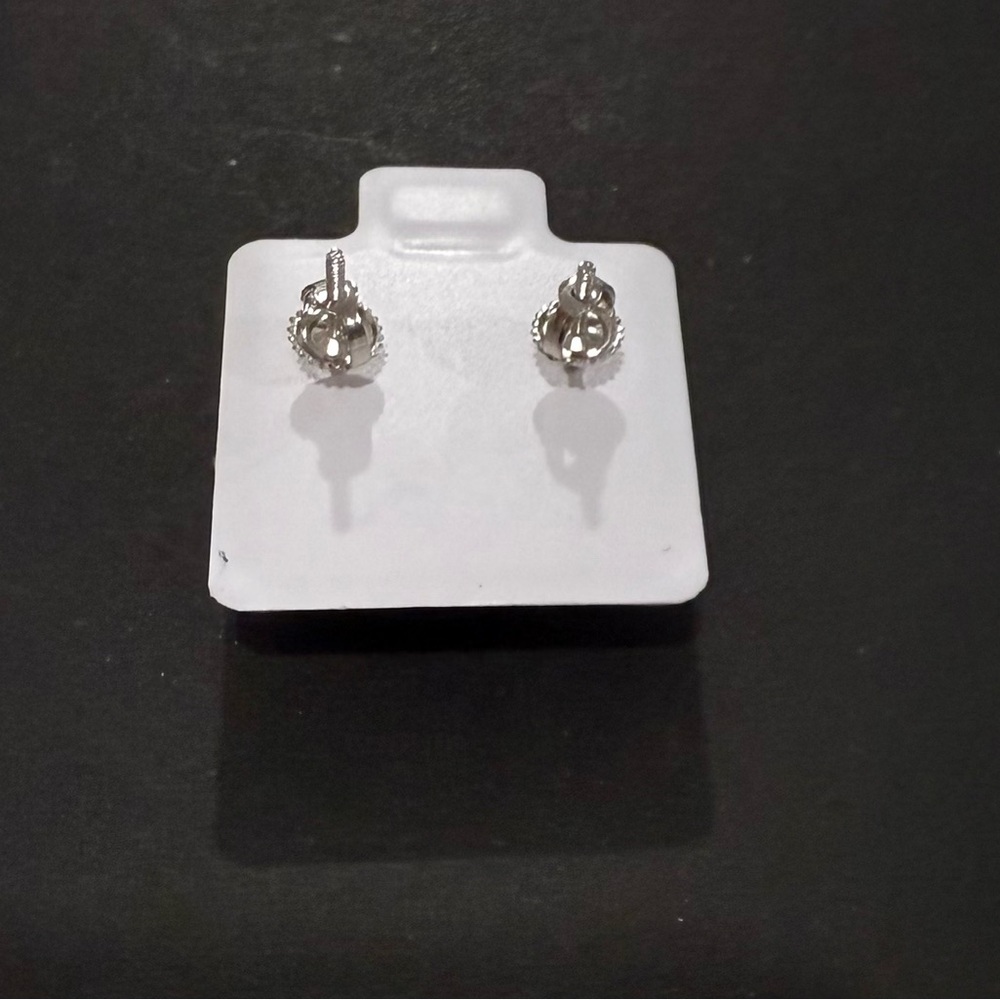 Moissanite Silver Stud Earrings - Picture 4 of 4